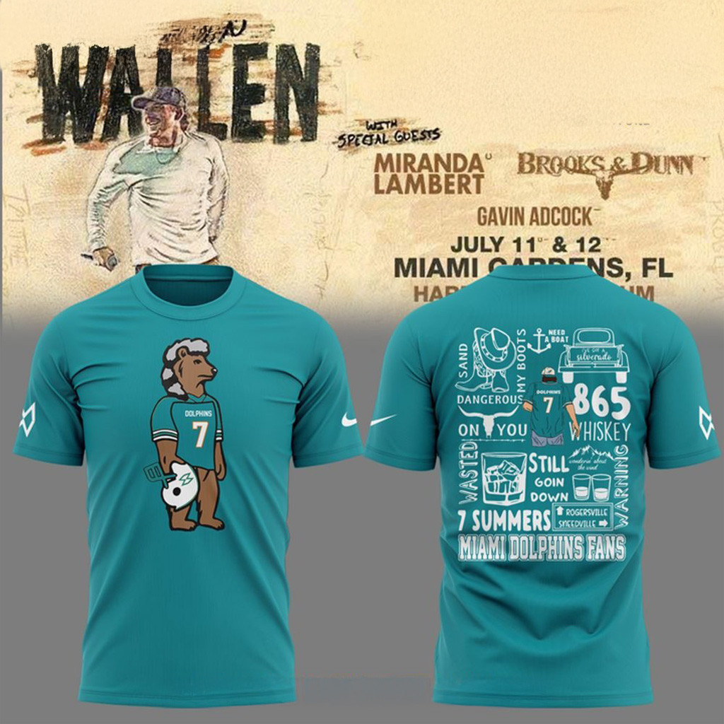 Miami Dolphins X Morgan Wallen World Tour 2025 Special Shirt Miami Dolphins Merch For Fans-1