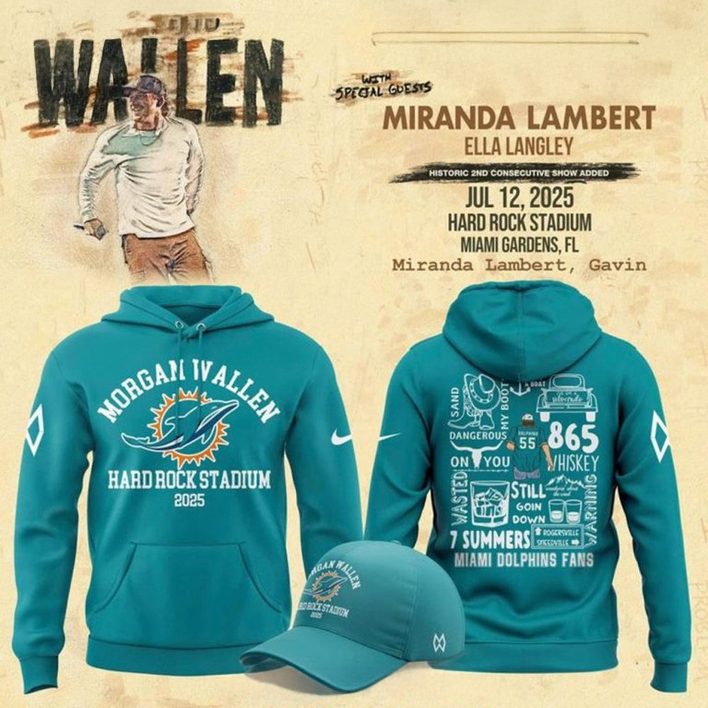 Miami Dolphins x Morgan Wallen Tour 2025 Hoodie Miami Dolphins Merch Gifts For Fans-1