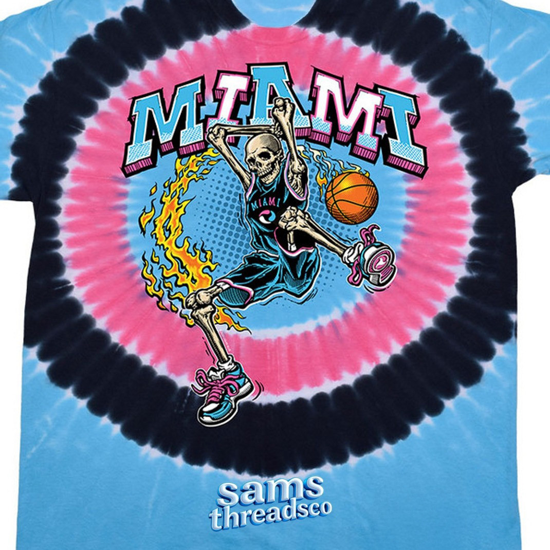 Miami Dunker Basketball Skeleton Tie Dye Shirt Best Gift For A Basketball Fan-1