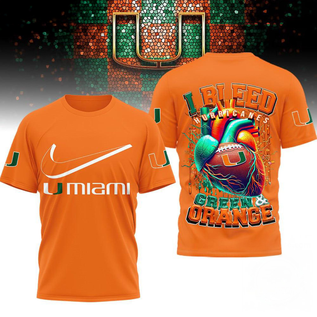 Miami Hurricanes 2025 NCAA I Bleed Shirt Miami Hurricanes Merch Football Gifts For Men-1