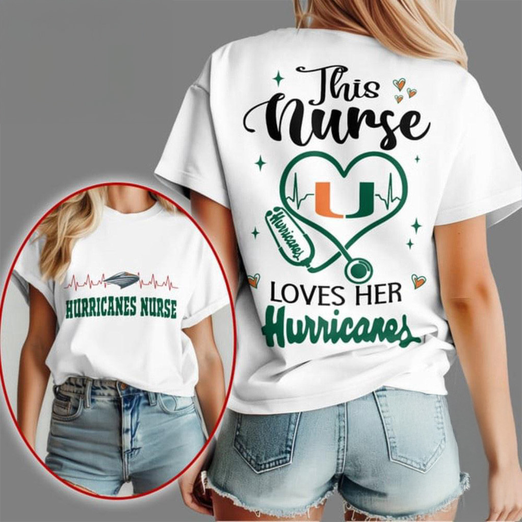 Miami Hurricanes Nurse Appreciation Month T-Shirt Miami Hurricanes Merch Gift For Mom-1