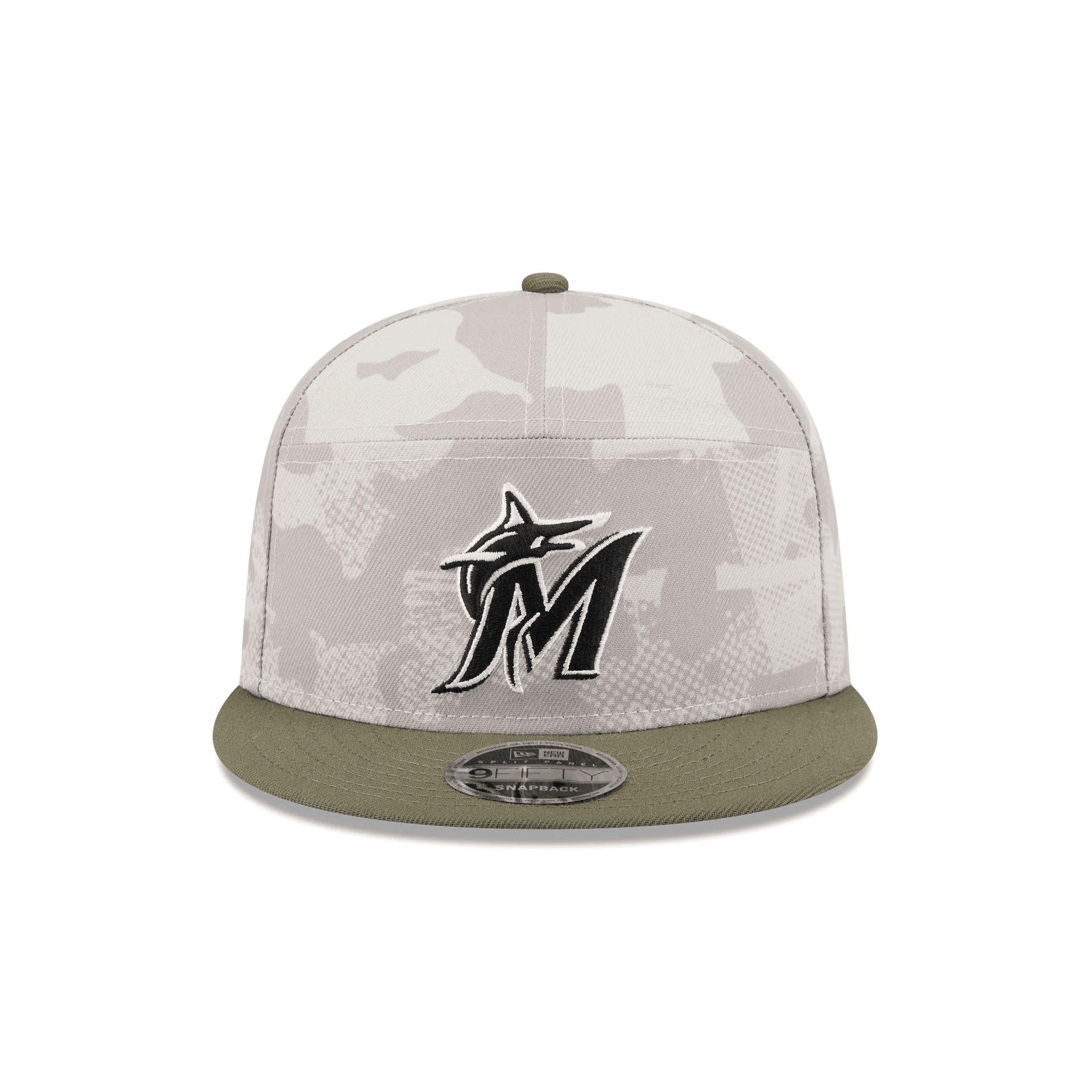 Miami Marlins Camo Hat Snapback MLB Armed Forces Day 2025 Hat Merch Gifts For Father In Law-1