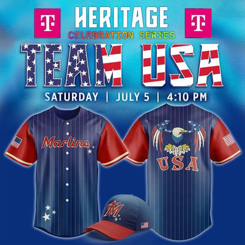 Miami Marlins Celebrate Team USA Night Baseball Jersey Miami Marlins Merch-1