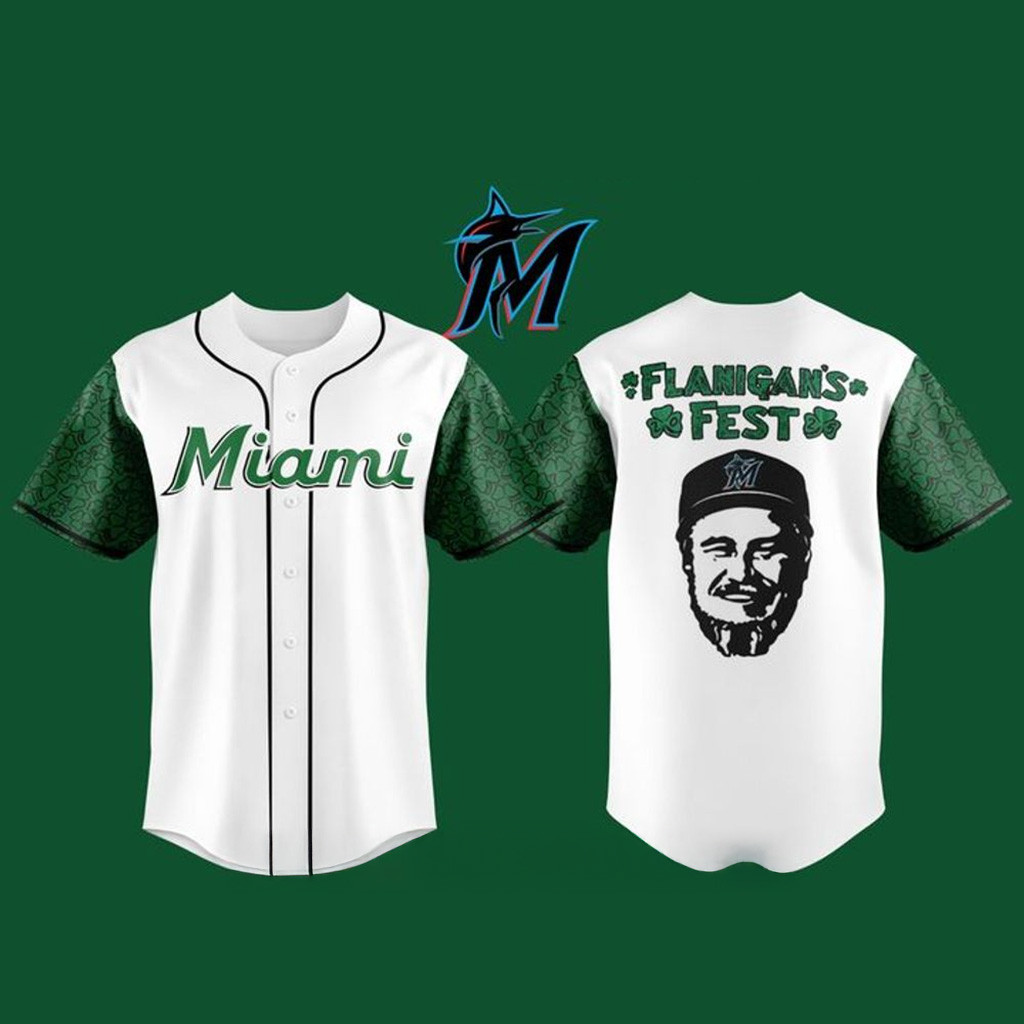 Miami Marlins Flanigan's Fest 2025 Special White Baseball Jersey-1