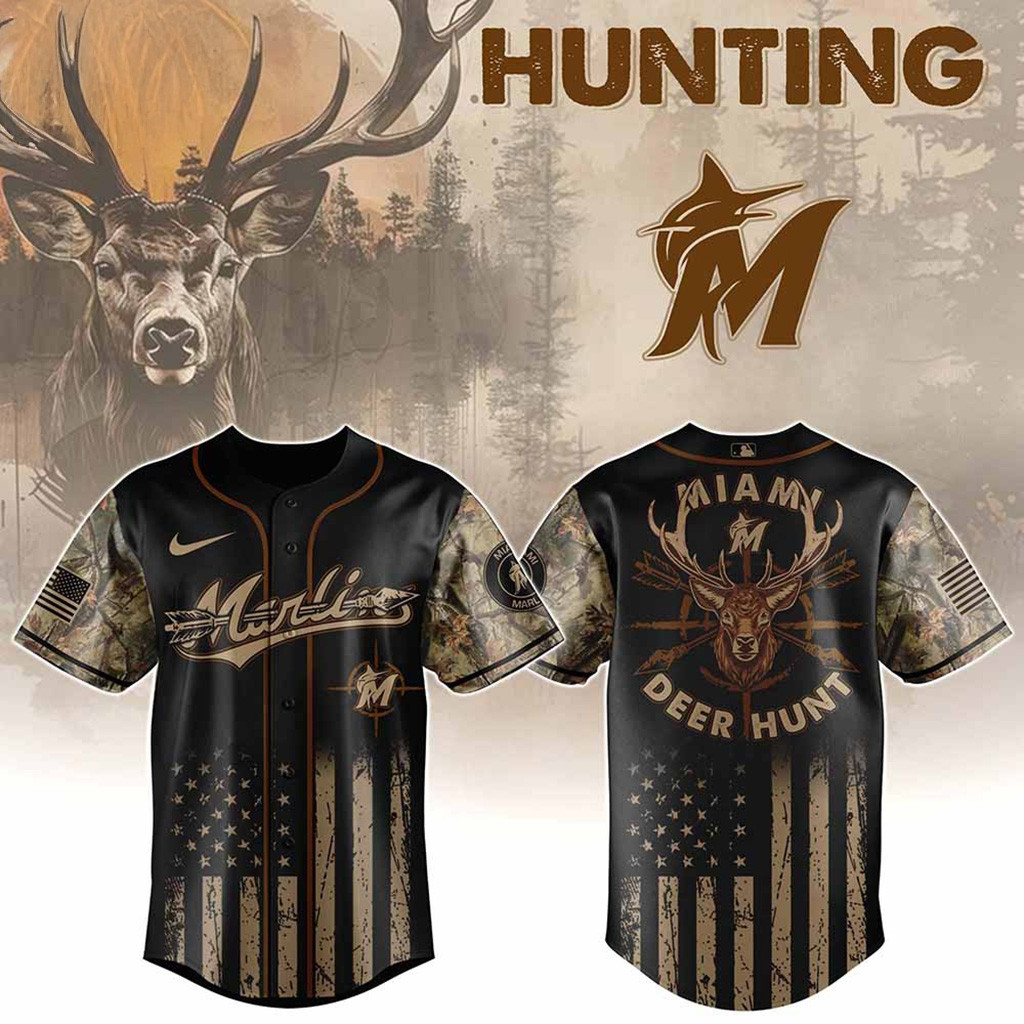 Miami Marlins MLB X Deer Hunting Baseball Jersey Miami Marlins Merch Gifts For Deer Hunters-1