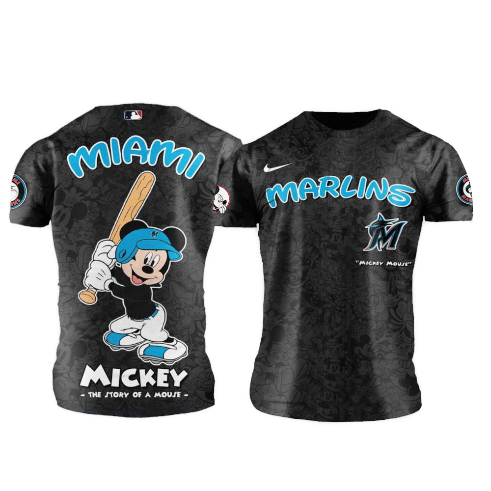 Miami Marlins MLB x Mickey Night Game Shirt Miami Marlins Merch Father's Day Gifts For Husband-1