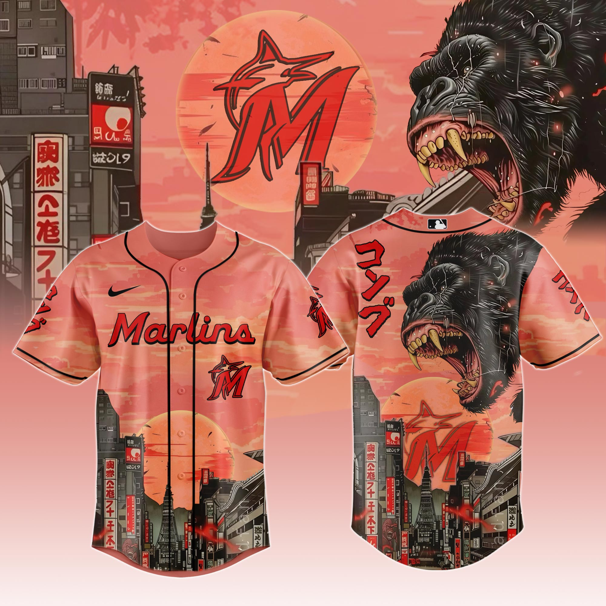 Miami Marlins Mlb X Japanese Heritage Kong Baseball Jersey For Fans-1