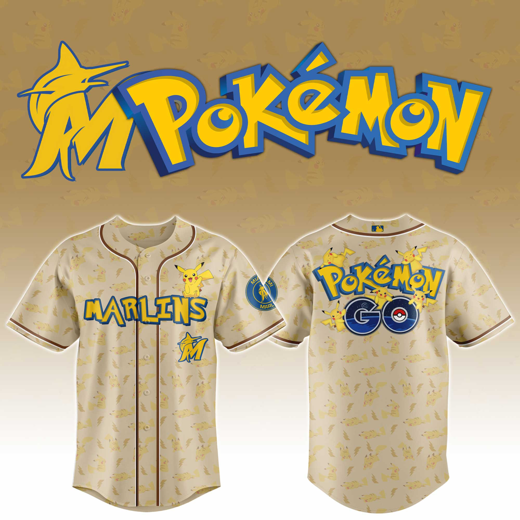 Miami Marlins Mlb X Pokemon Go Master Baseball Jersey For Fans-1