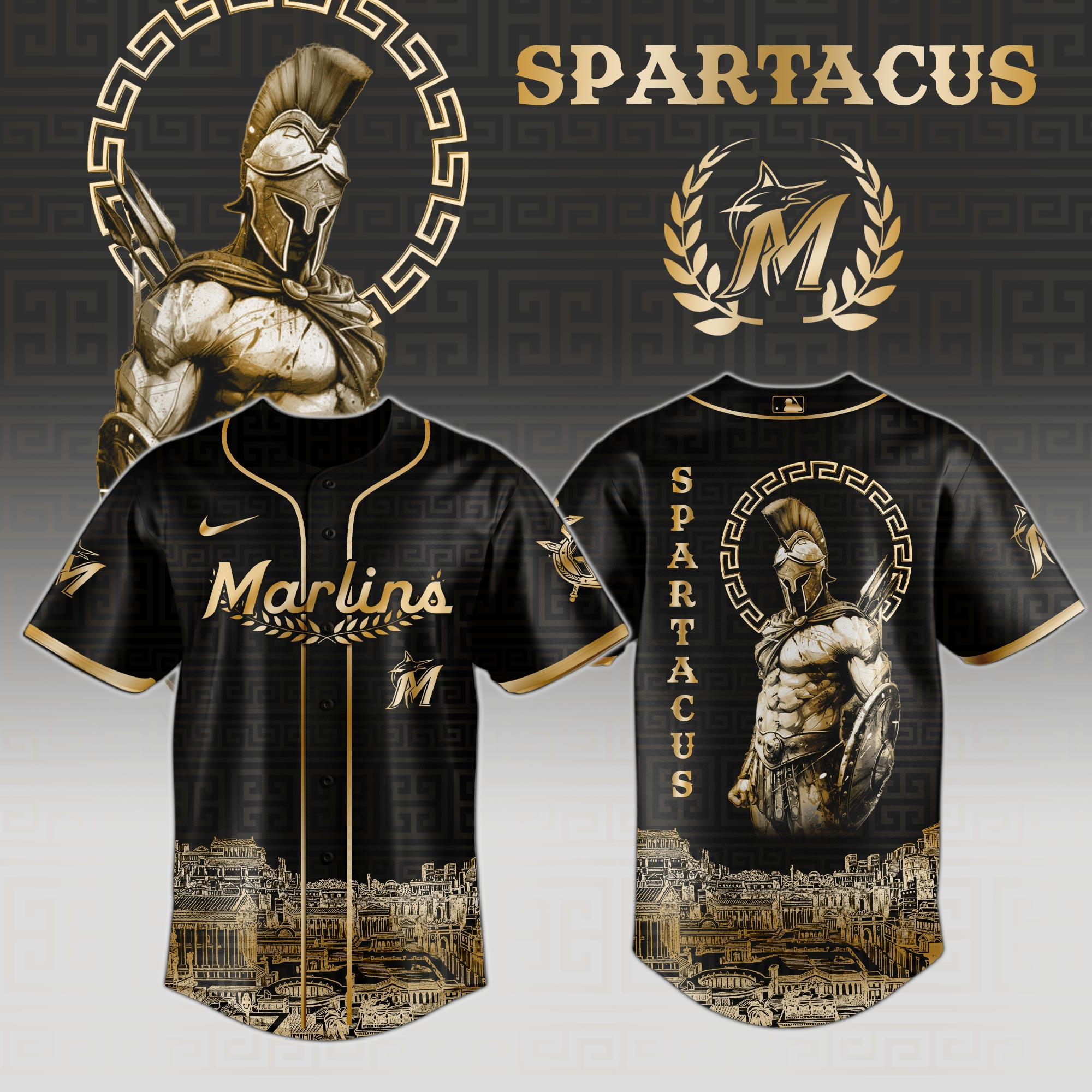 Miami Marlins Mlb X Spartacus Baseball Jersey For Fans-1