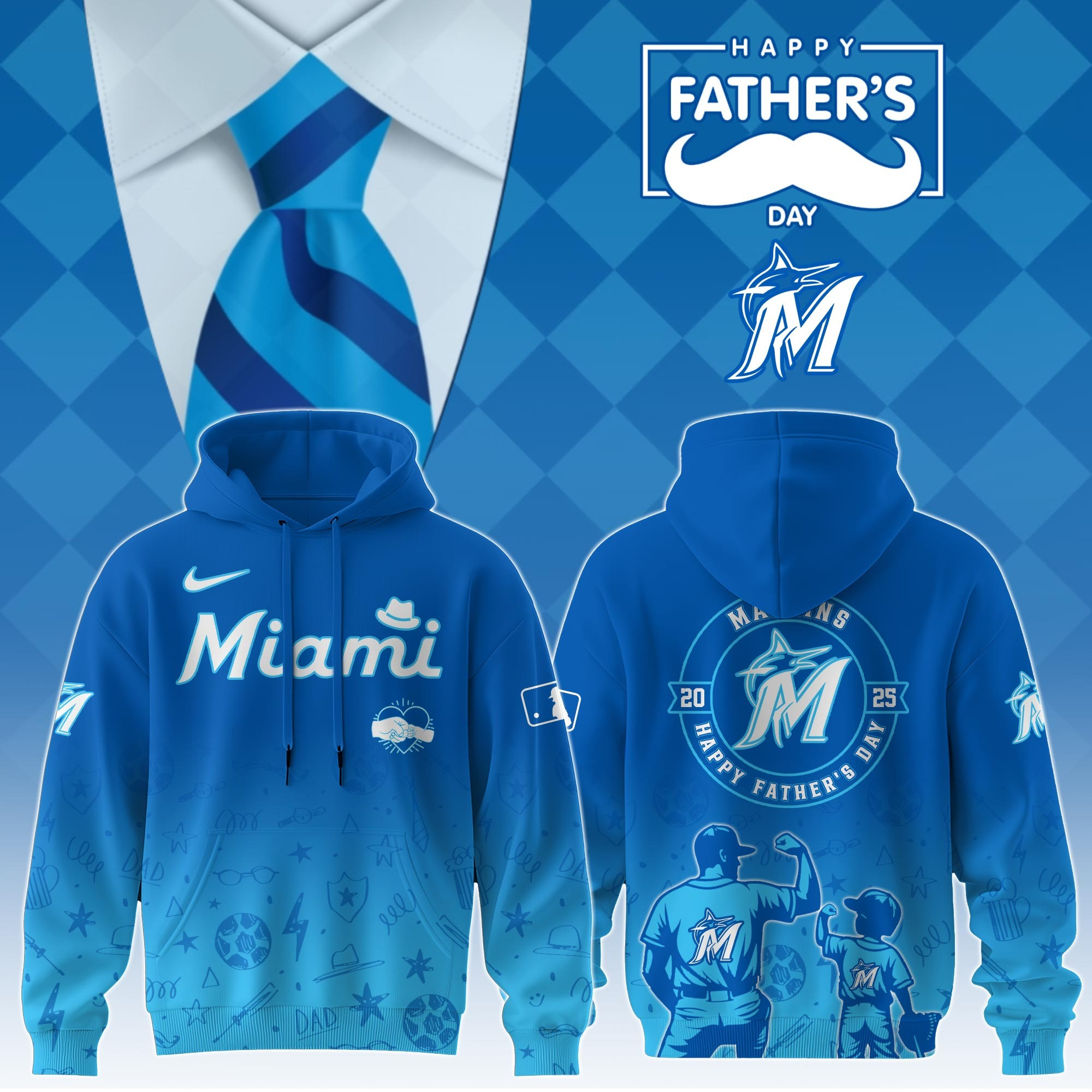 Miami Marlins Special Father's Day 2025 Limited Edition Hoodie Miami Marlins Merch-1