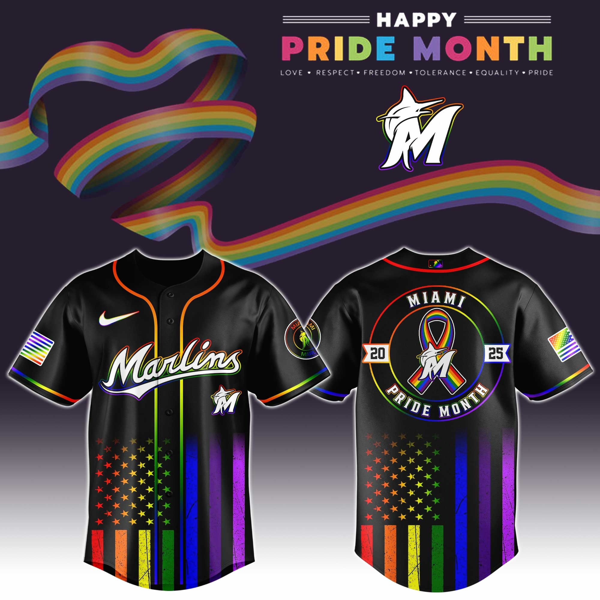 Miami Marlins Special Pride Month Jersey Best Gifts For Baseball Fans-1