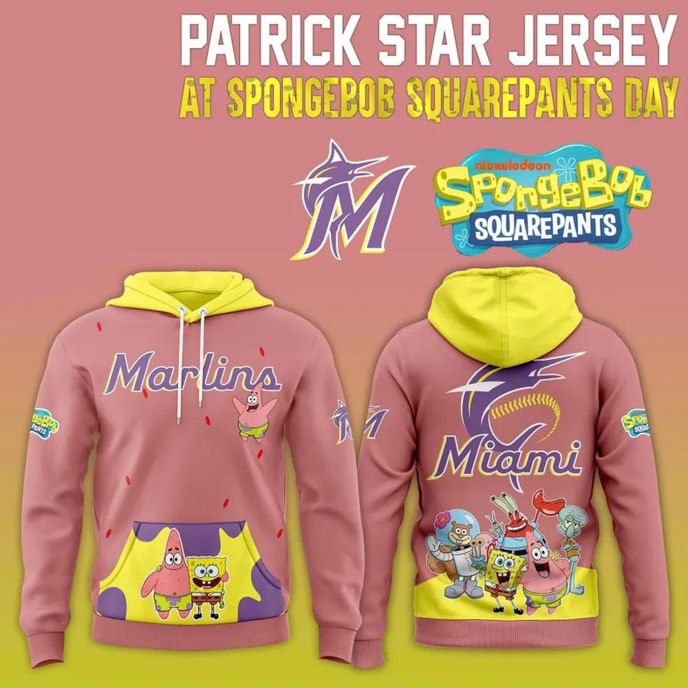 Miami Marlins Spongebob Squarepants Day Hoodie Miami Marlins Merch Dad Fathers Day Gifts-1