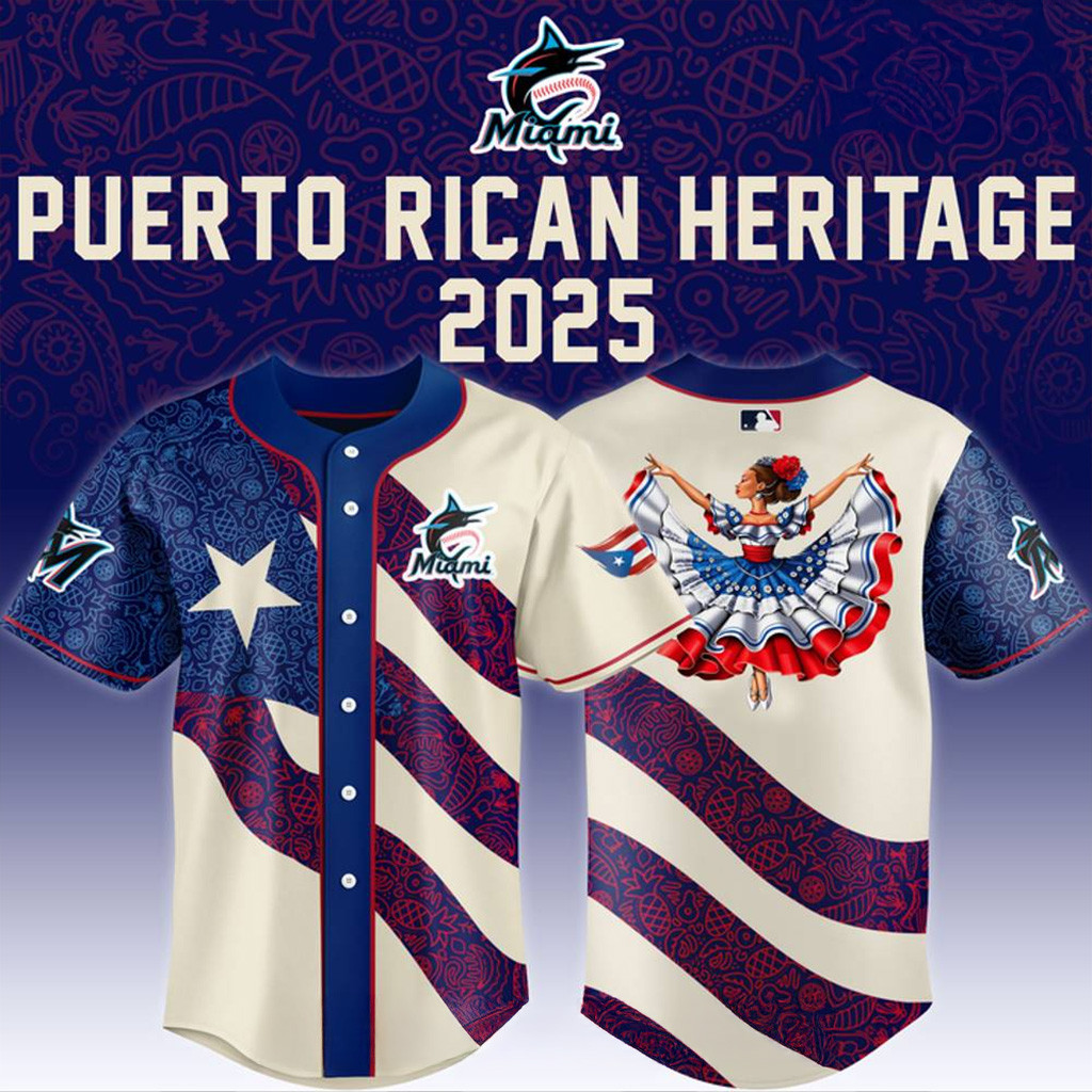 Miami Marlins x Puerto Rican Heritage Baseball Jersey Miami Marlins Merch Dad Gifts-1