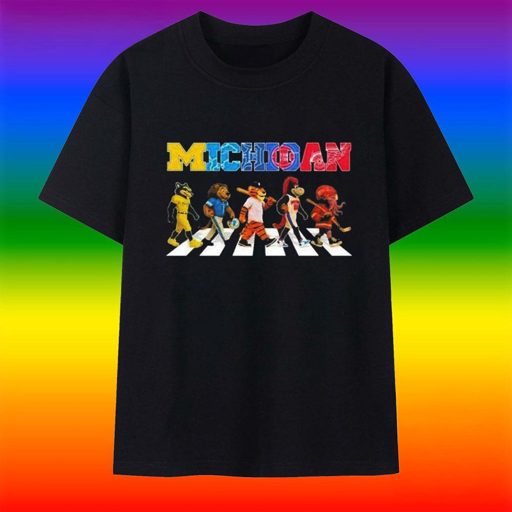 Michigan Mascot Chibi Walking Abbey Road 2025 T-Shirt-1