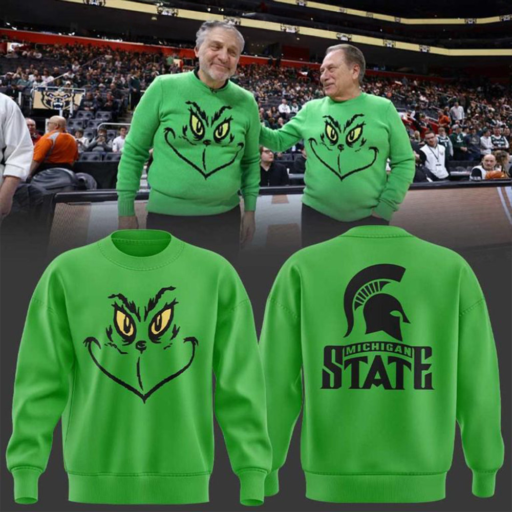 Michigan State Spartans Merry Grinchmas From Tom Izzo Sweatshirt Best Gifts For Basketball Fans-1