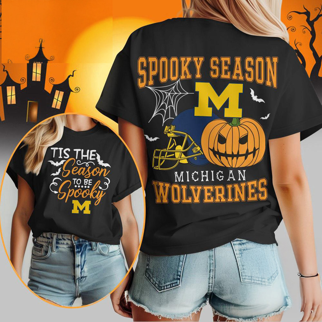 Michigan Wolverines 2025 NCAA Halloween Spooky Season Vintage T-Shirt Wolverines Merch-1