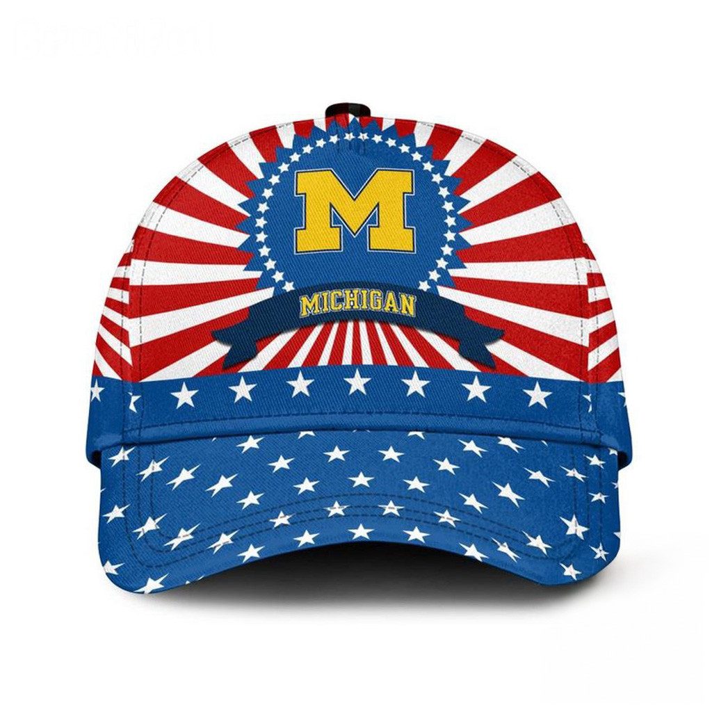 Michigan Wolverines American Flag Pattern Independence Day Hat Wolverines Merch Fans Gifts-1