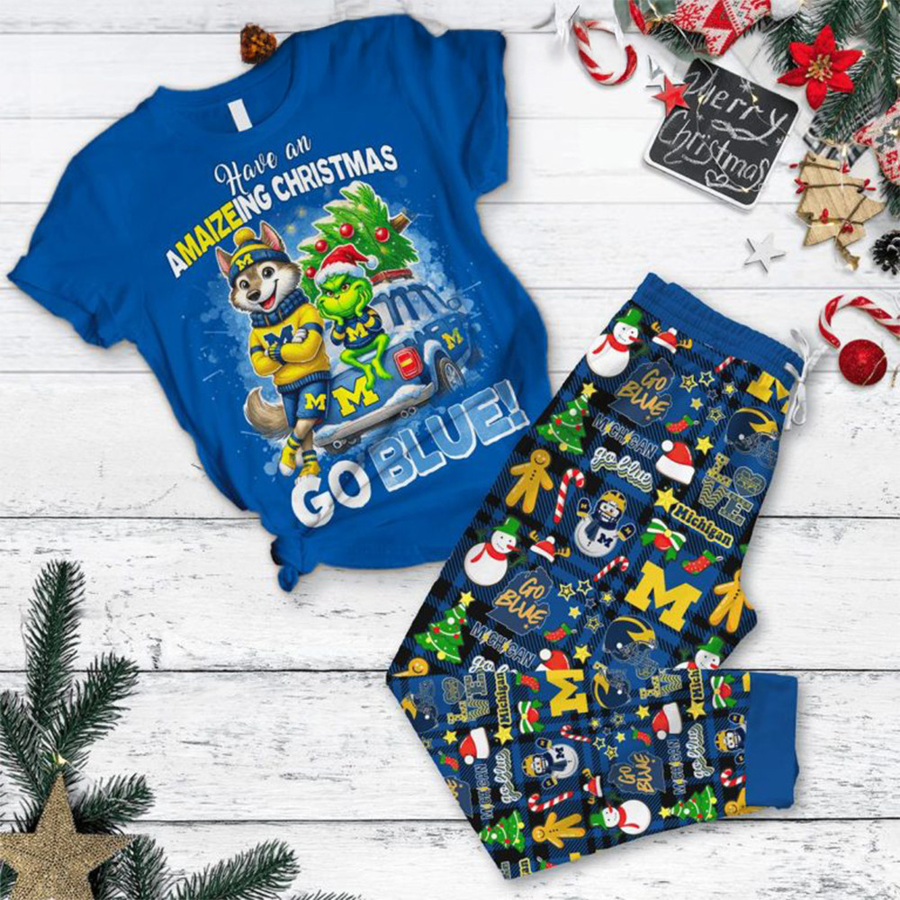 Michigan Wolverines Have An Amaizeing 2024 Christmas Pajamas Set Presents For Football Fans-1