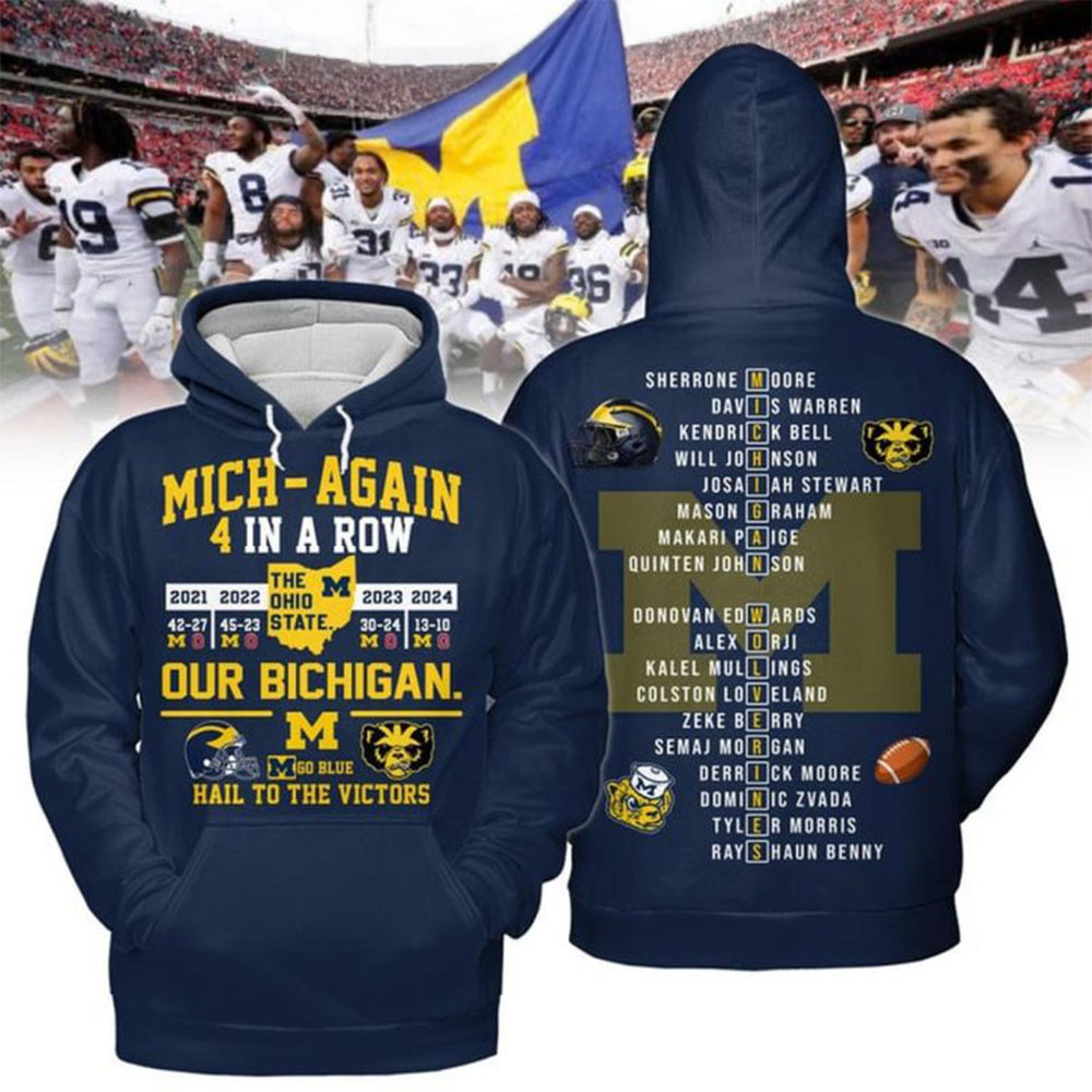 Michigan Wolverines Our Michigan Hail To The Victor Go Blue 2024 Hoodie Gifts For Football Fans-1