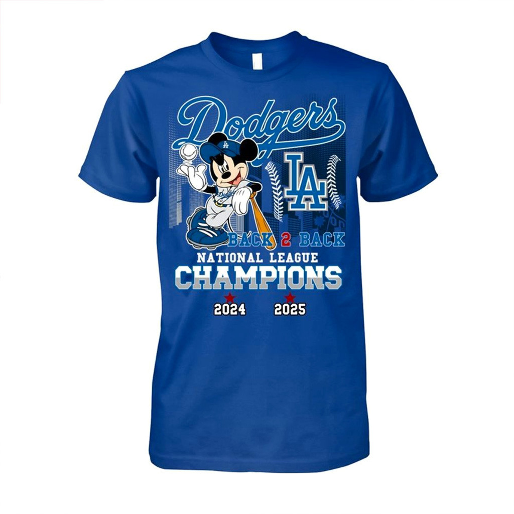 Mickey Mouse x Los Angeles Dodgers Back 2 Back National League Champions 2024 2025 T-Shirt-1