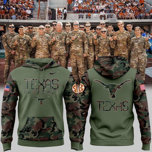 Military Appreciation TEXAS LONGHORNS Hoodie Best Gifts For Football Fans-1
