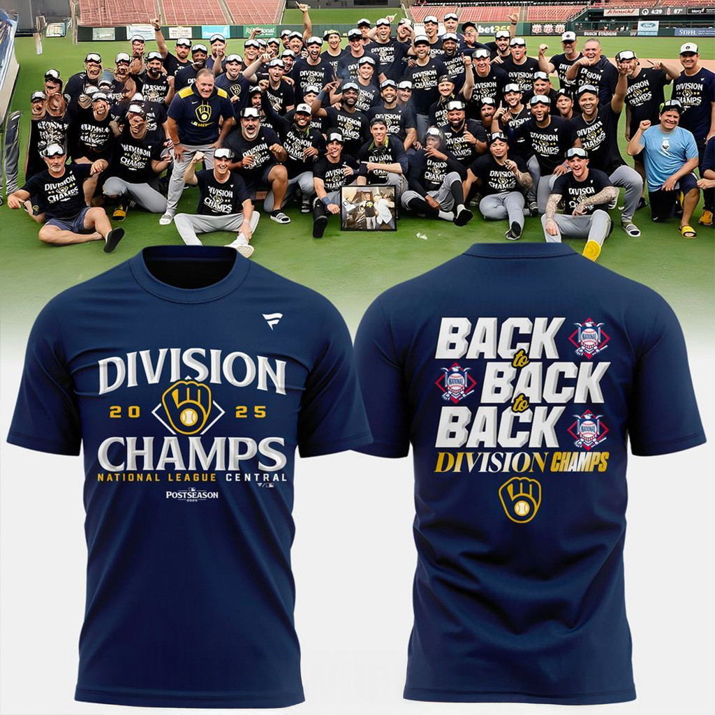 Milwaukee Brewers Back To Back To Back Division Champs T-Shirt Milwaukee Brewers Merch-1