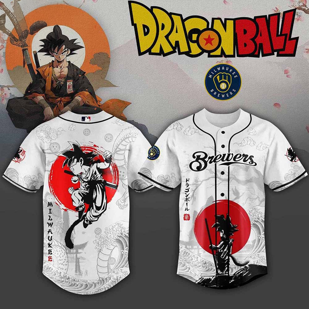 Milwaukee Brewers MLB X Dragon Ball Baseball Jersey Brewers Merch Gift For Father-1