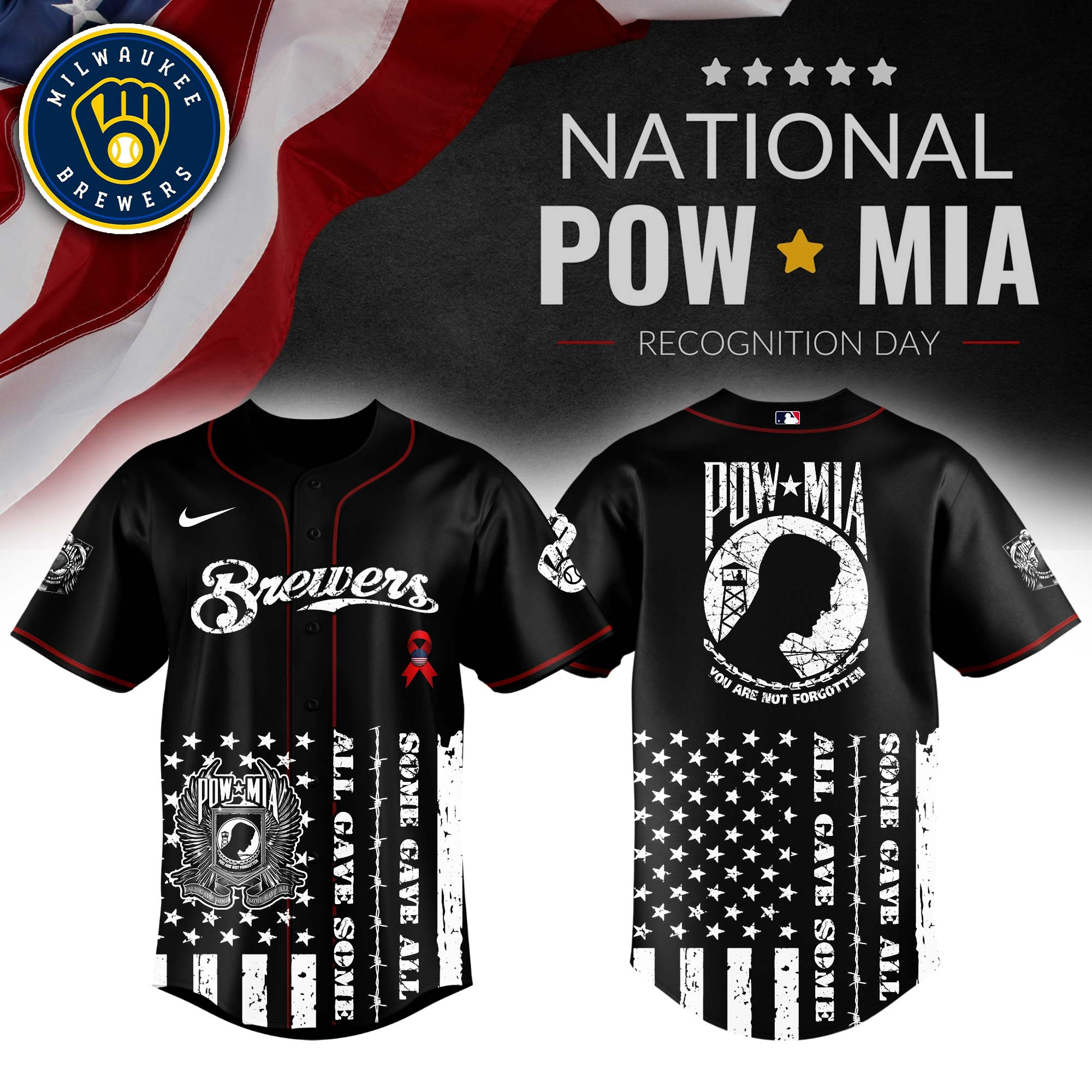 Milwaukee Brewers Mlb X National Powmia Recognition Day Baseball Jersey For Fans-1