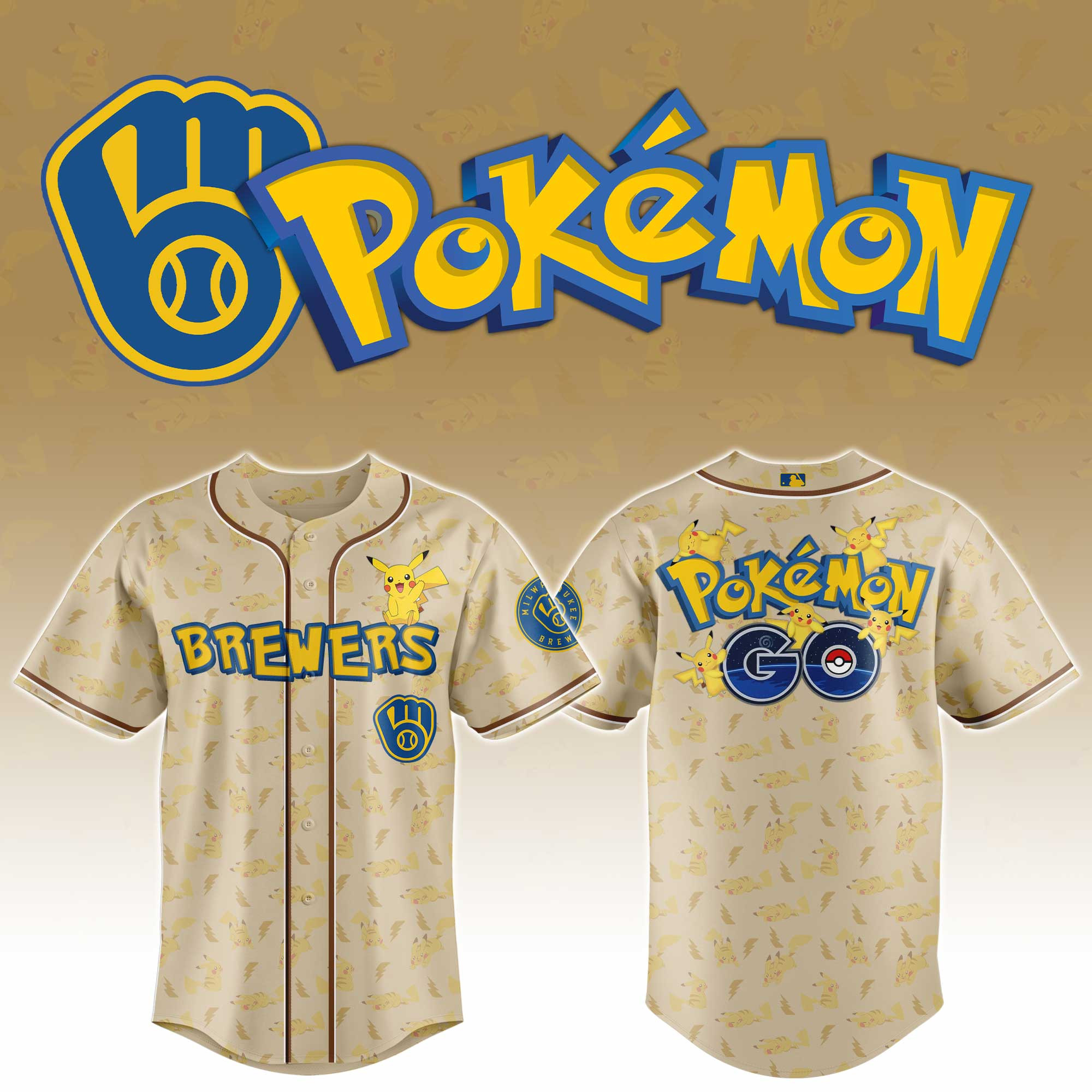 Milwaukee Brewers Mlb X Pokemon Go Master Baseball Jersey For Fans-1