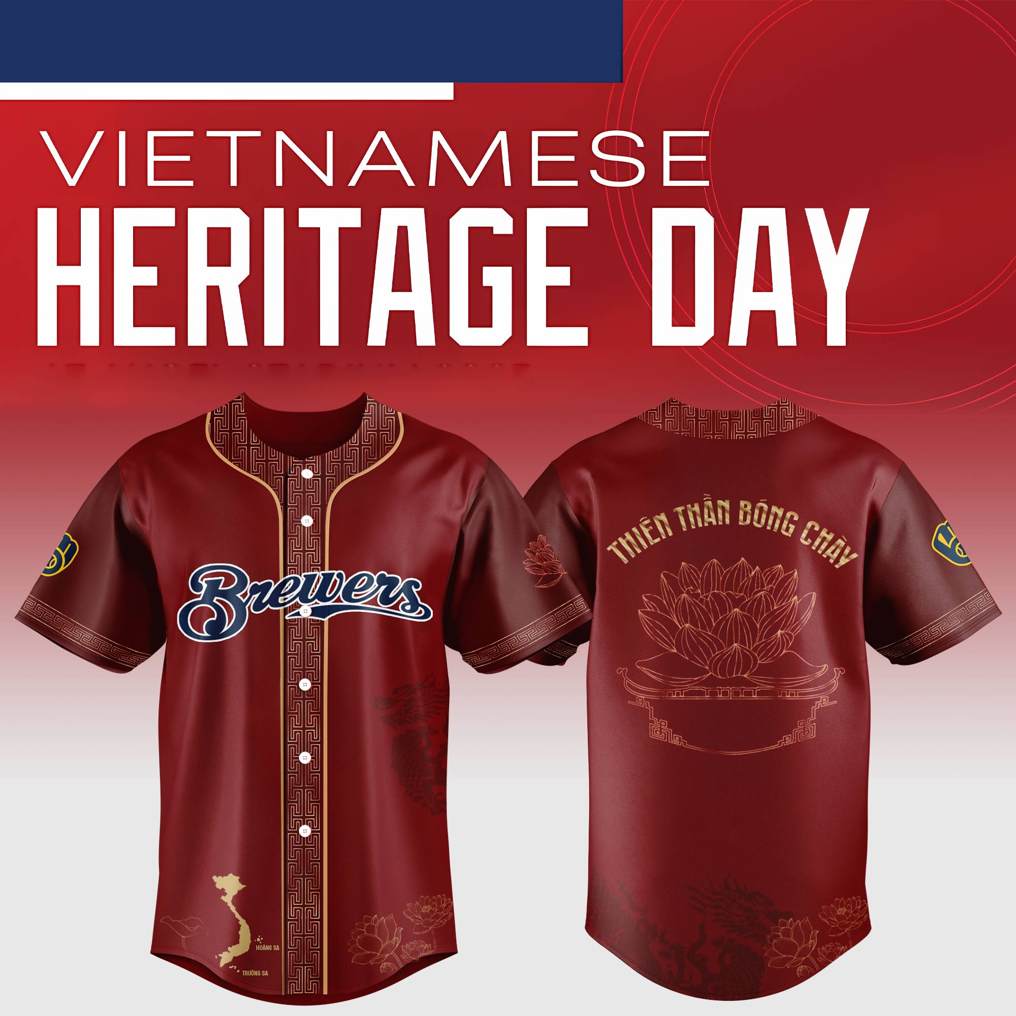 Milwaukee Brewers Mlb X Vietnamese Heritage Night Baseball Jersey For Fans-1