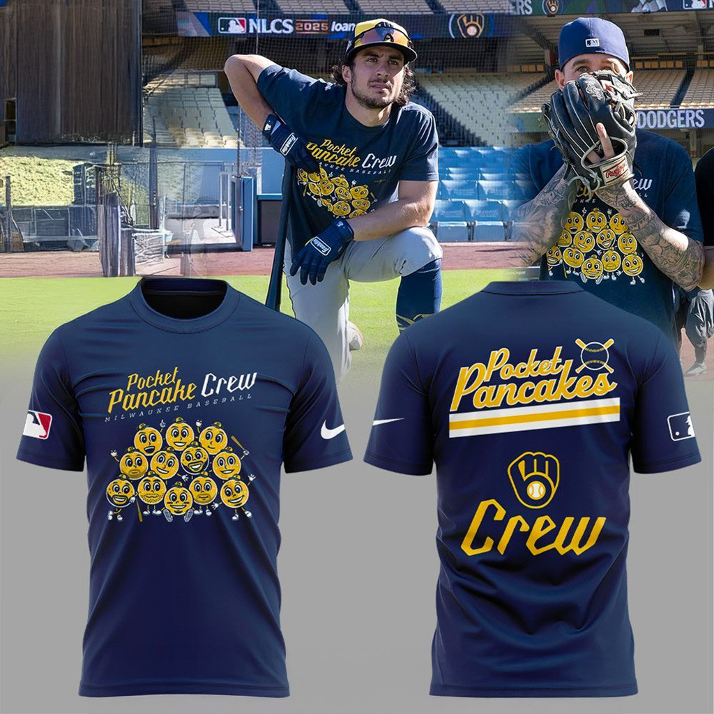 Milwaukee Brewers Pocket Pancake Crew T-Shirt Brewers Merch Christmas Gift Ideas For Boyfriend-1
