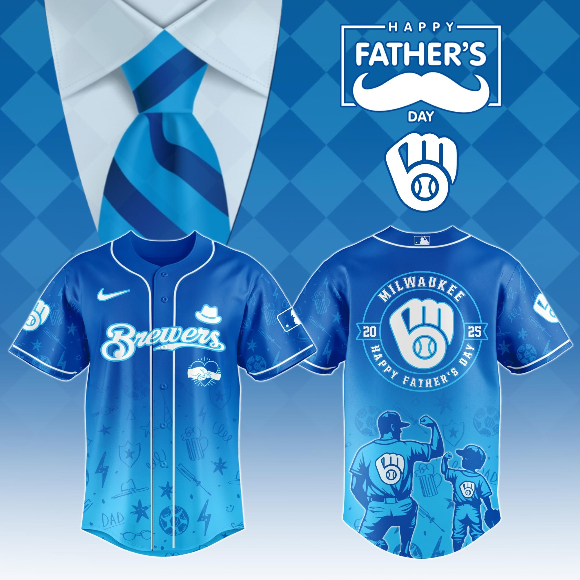 Milwaukee Brewers Special Father's Day 2025 Limited Edition Jersey Milwaukee Brewers Merch-1