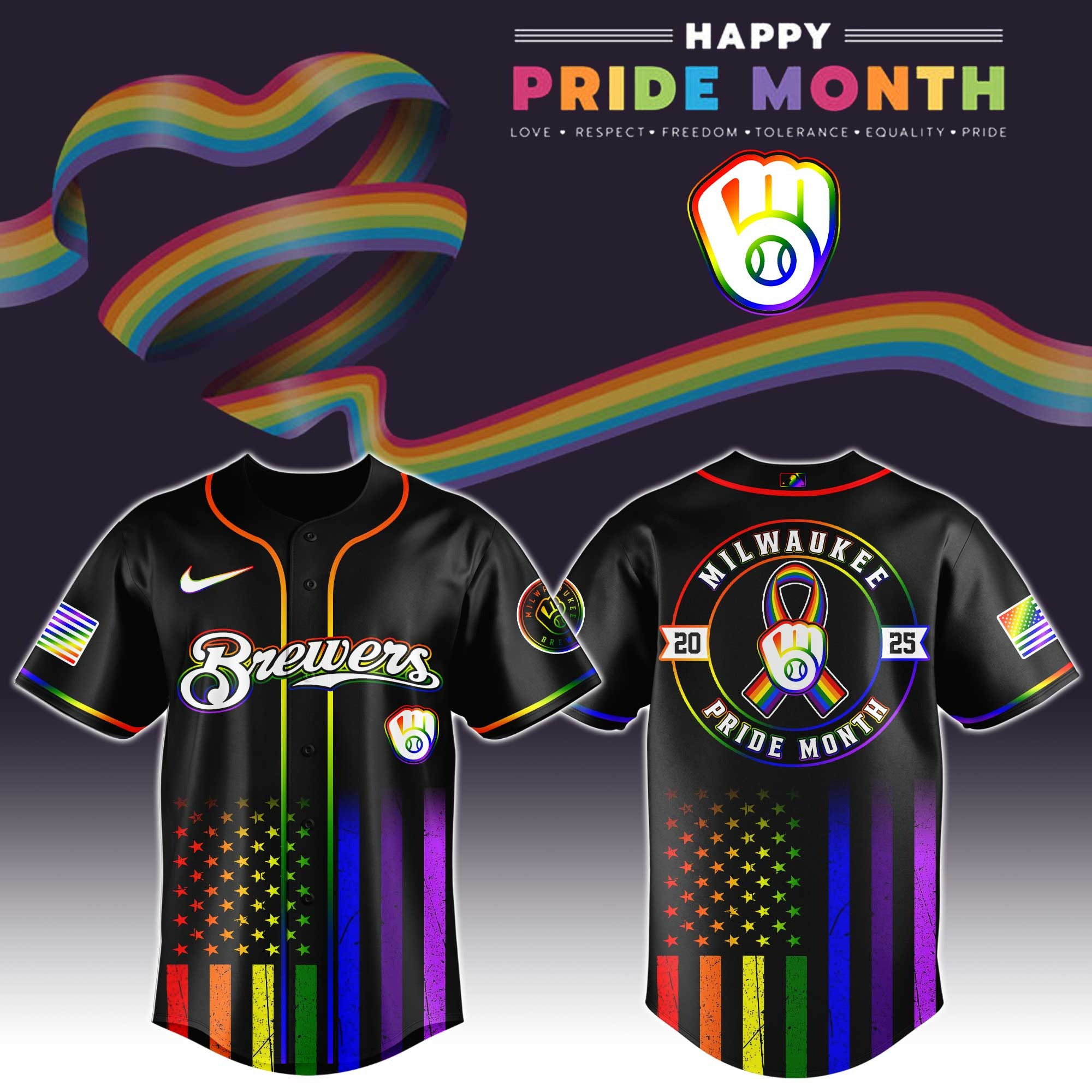 Milwaukee Brewers Special Pride Month Jersey Baseball Team Gift Ideas-1