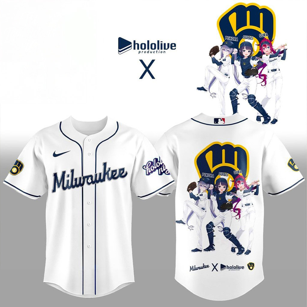 Milwaukee Brewers X Hololive Night Collaboration Jersey Milwaukee Brewers Merch Fans Gifts-1