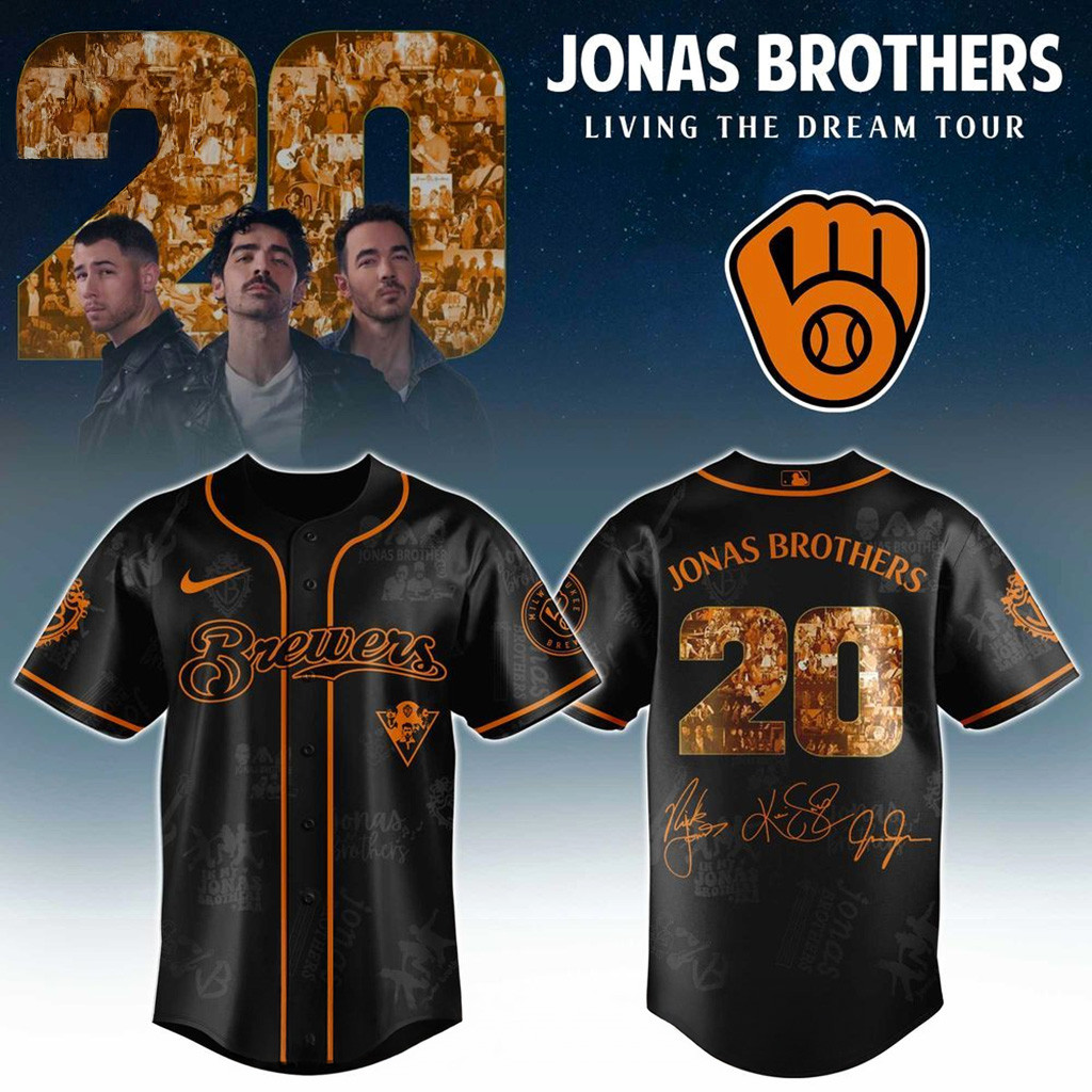 Milwaukee Brewers X Jonas Brothers Living The Dream Tour 2025 Jersey Brewers Merch Dad Gifts-1