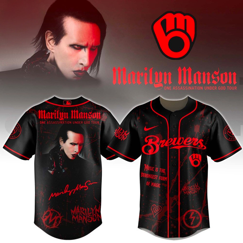 Milwaukee Brewers X Marilyn Manson One Assassination Under God Tour Jersey Brewers Merch-1
