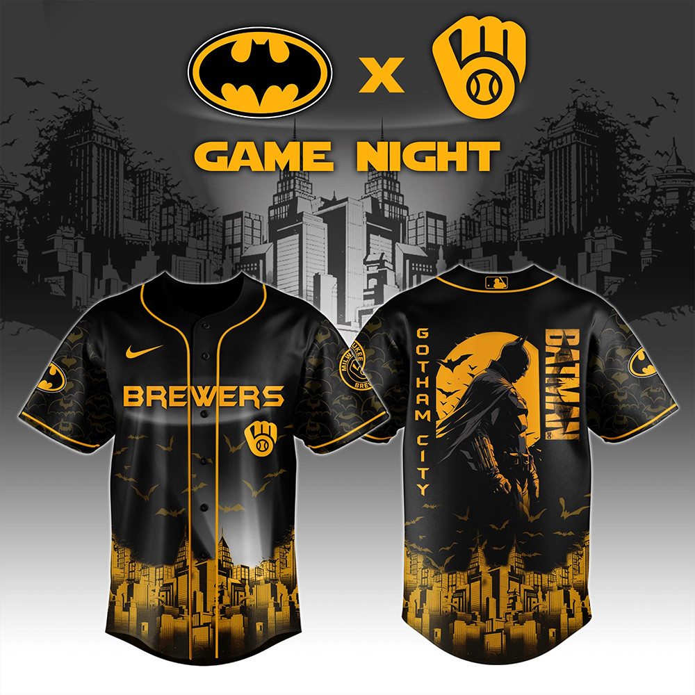 Milwaukee Brewers x DC Batman Game Night Jersey Unique Gifts For Baseball Fans-1
