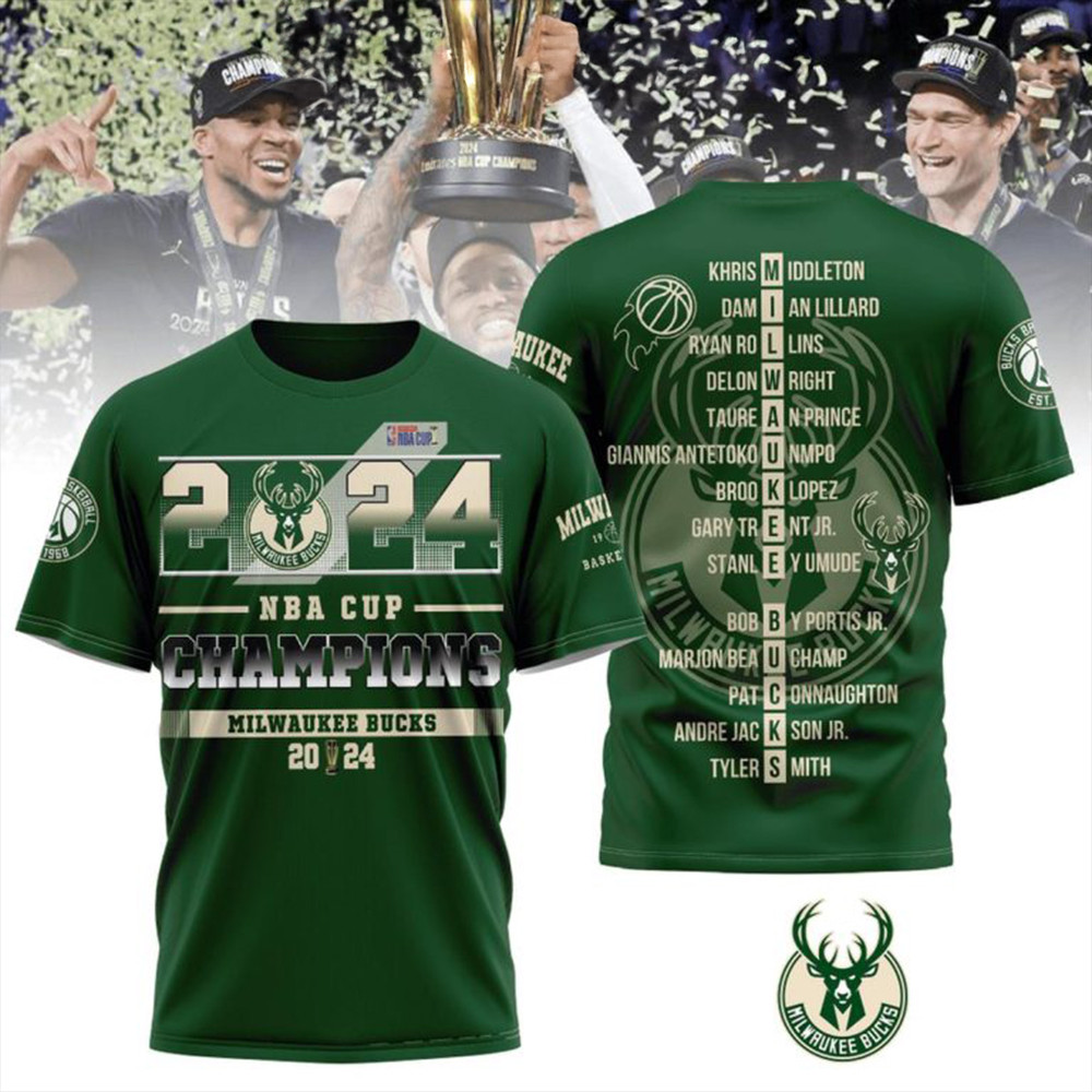 Milwaukee Bucks NBA Cup Championship Winner 2024 T-Shirt Gifts For Basketball Fan-1