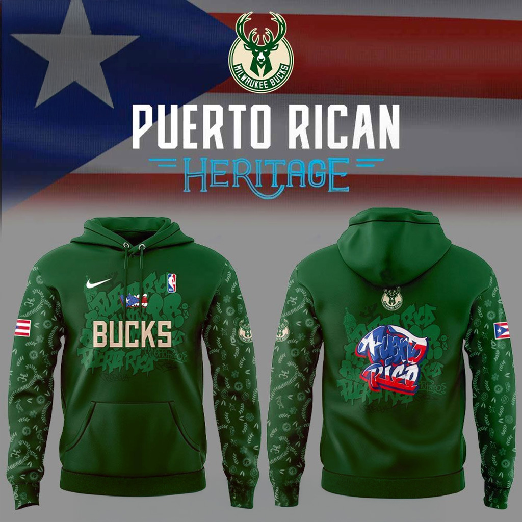Milwaukee Bucks Puerto Rican Heritage 2025 Hoodie Bucks Merch Xmas Gifts For Brother-1