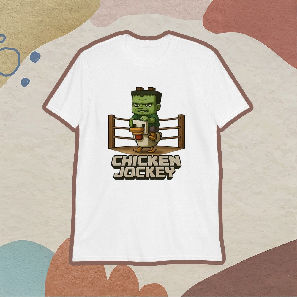 Minecraft Chicken Jockey T-Shirt Funny Tees Gifts For Gamers-1 Minecraft Chicken Jockey T-Shirt Funny Tees Gifts For Gamers-1