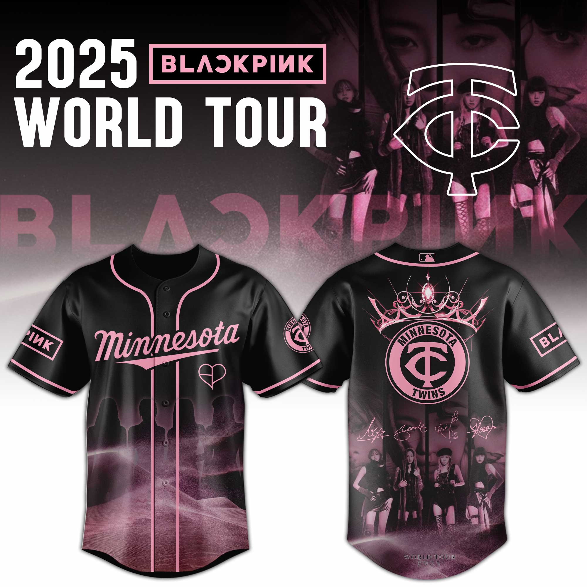 Minnesota Twins Mlb X Black Pink World Tour Baseball Jersey For Fans-1