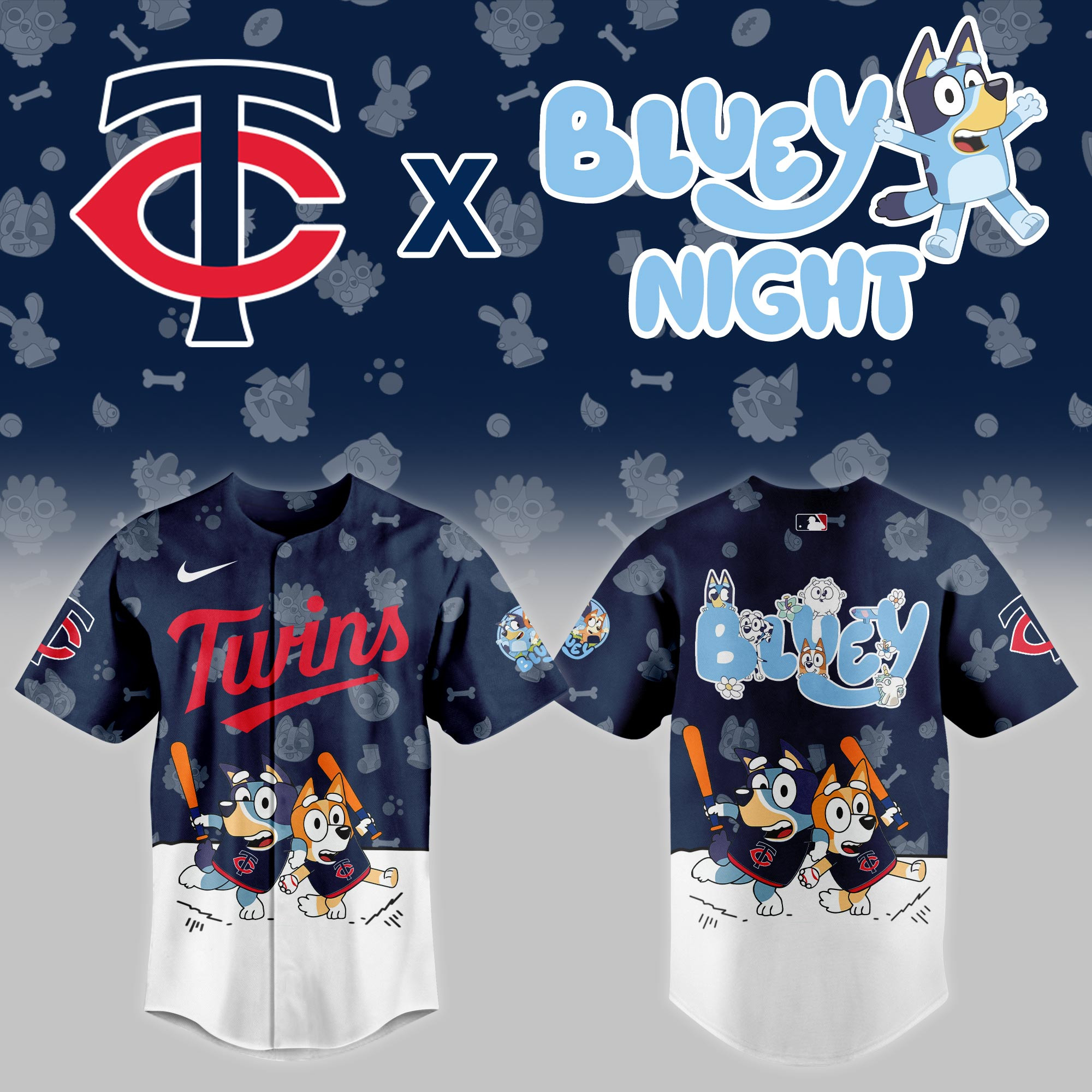Minnesota Twins Mlb X Bluey Night Baseball Jersey For Fan-1