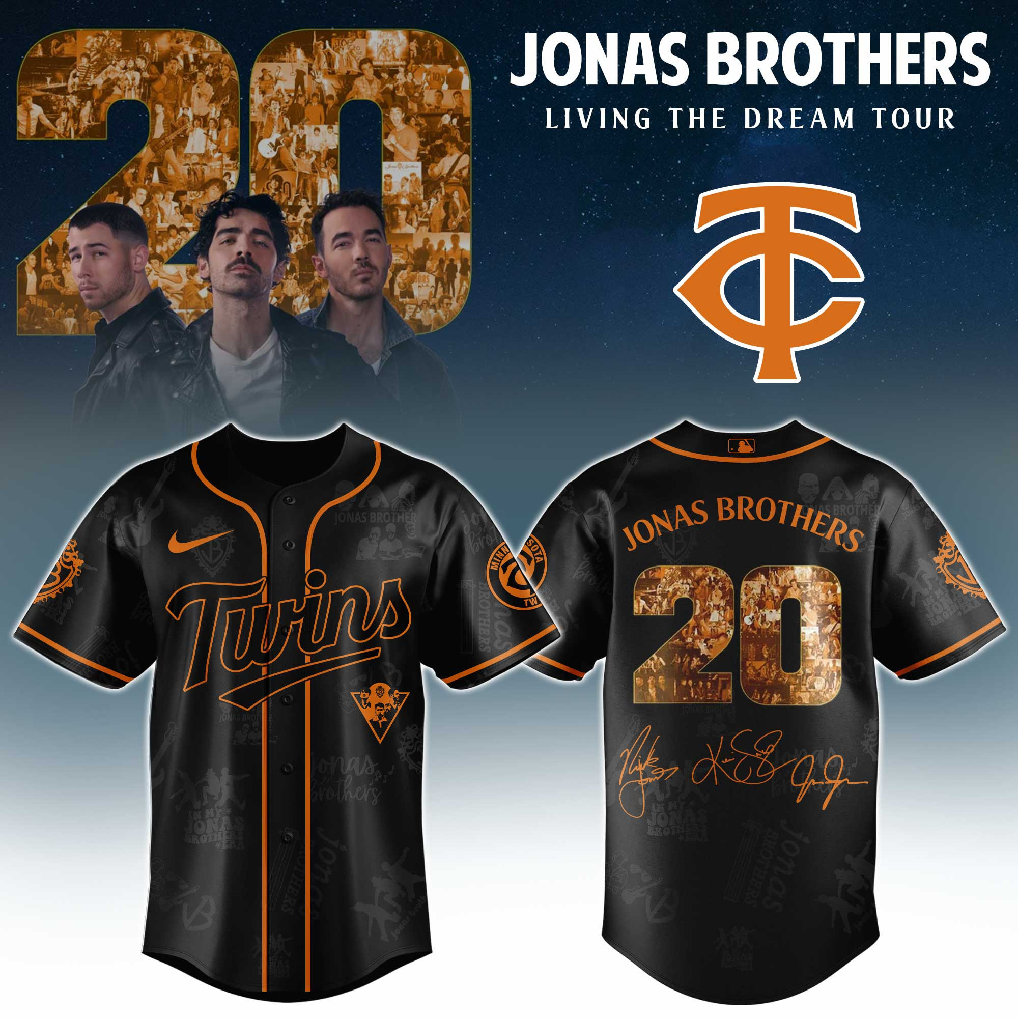 Minnesota Twins Mlb X Jonas Brothers Tour Personalized Baseball Jersey For Fans-1