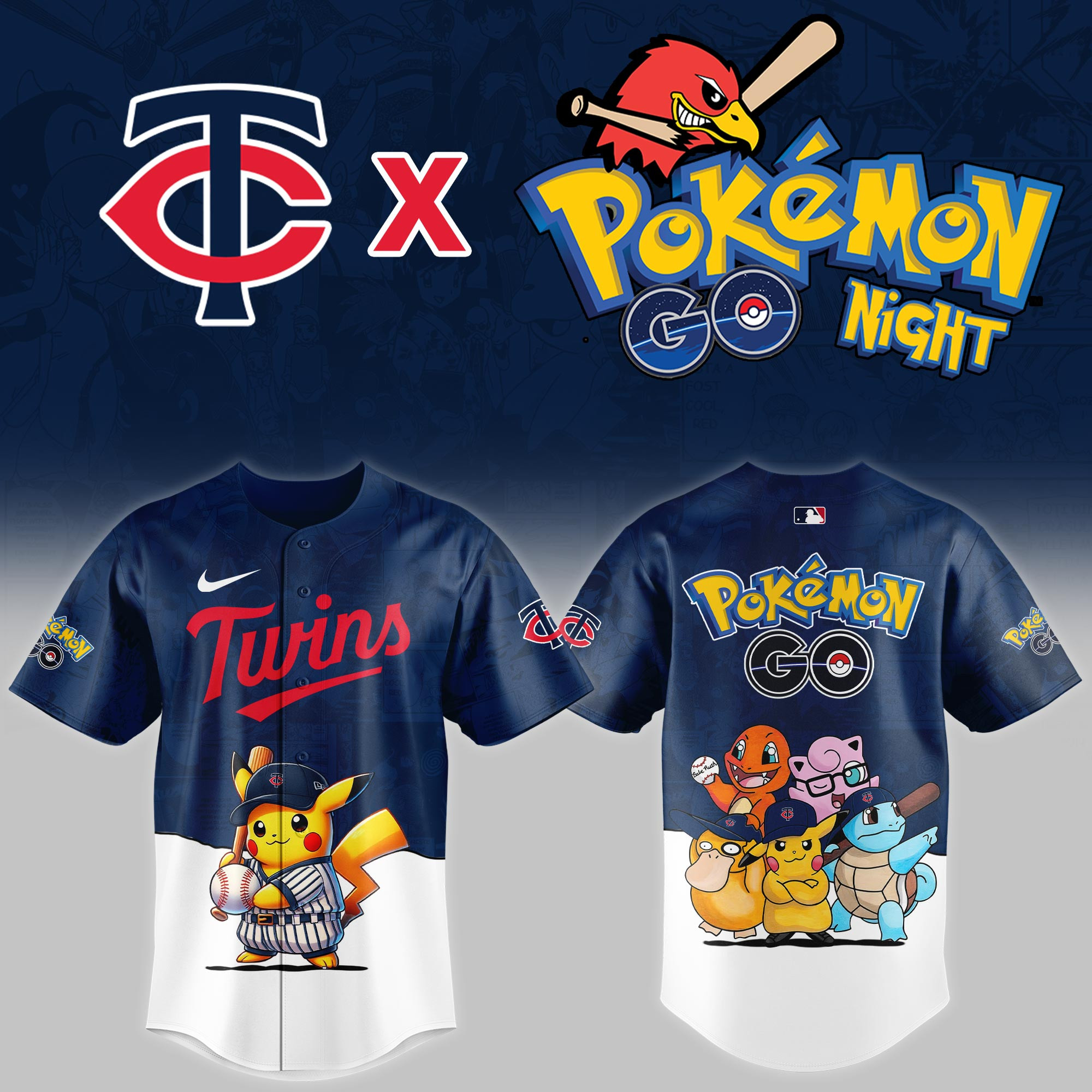 Minnesota Twins Mlb X Pokemon Go Night Baseball Jersey For Fan-1