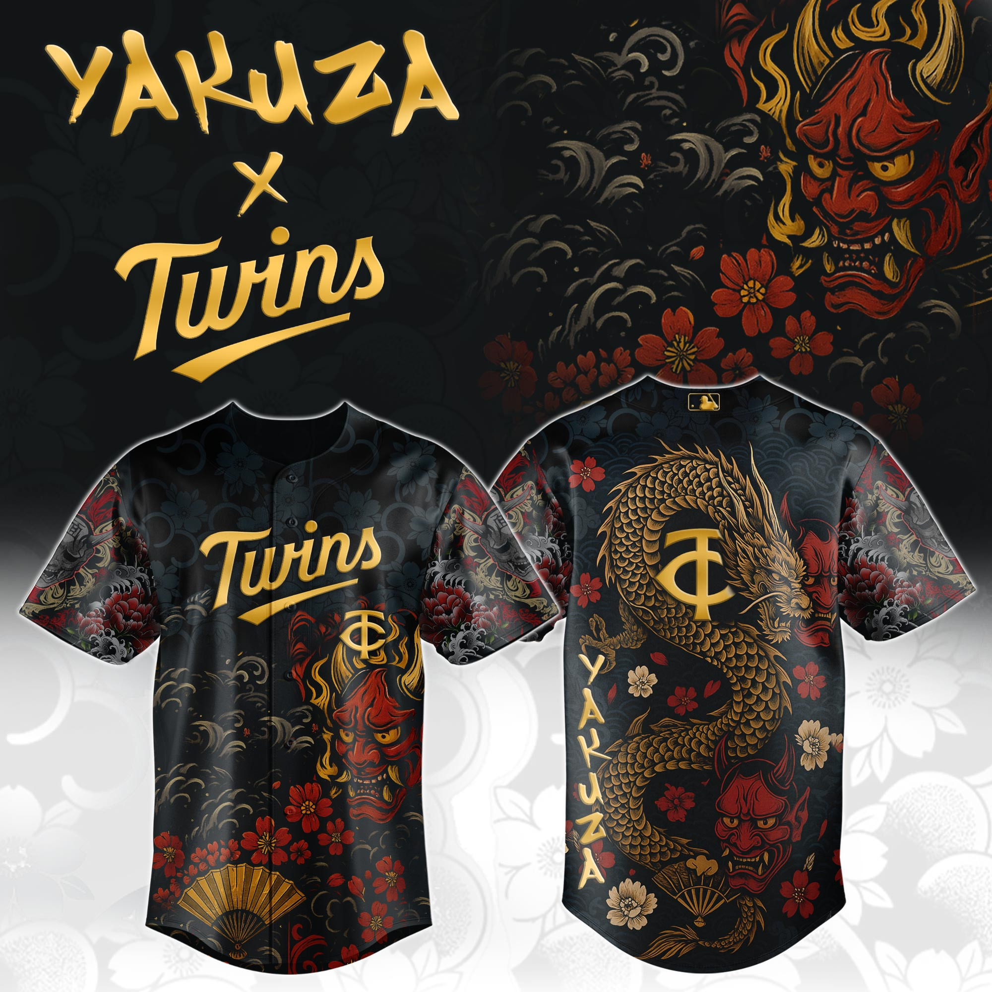 Minnesota Twins Mlb X Yakuza Dragon Oni Baseball Jersey For Fans-1 Minnesota Twins Mlb X Yakuza Dragon Oni Baseball Jersey For Fans-1