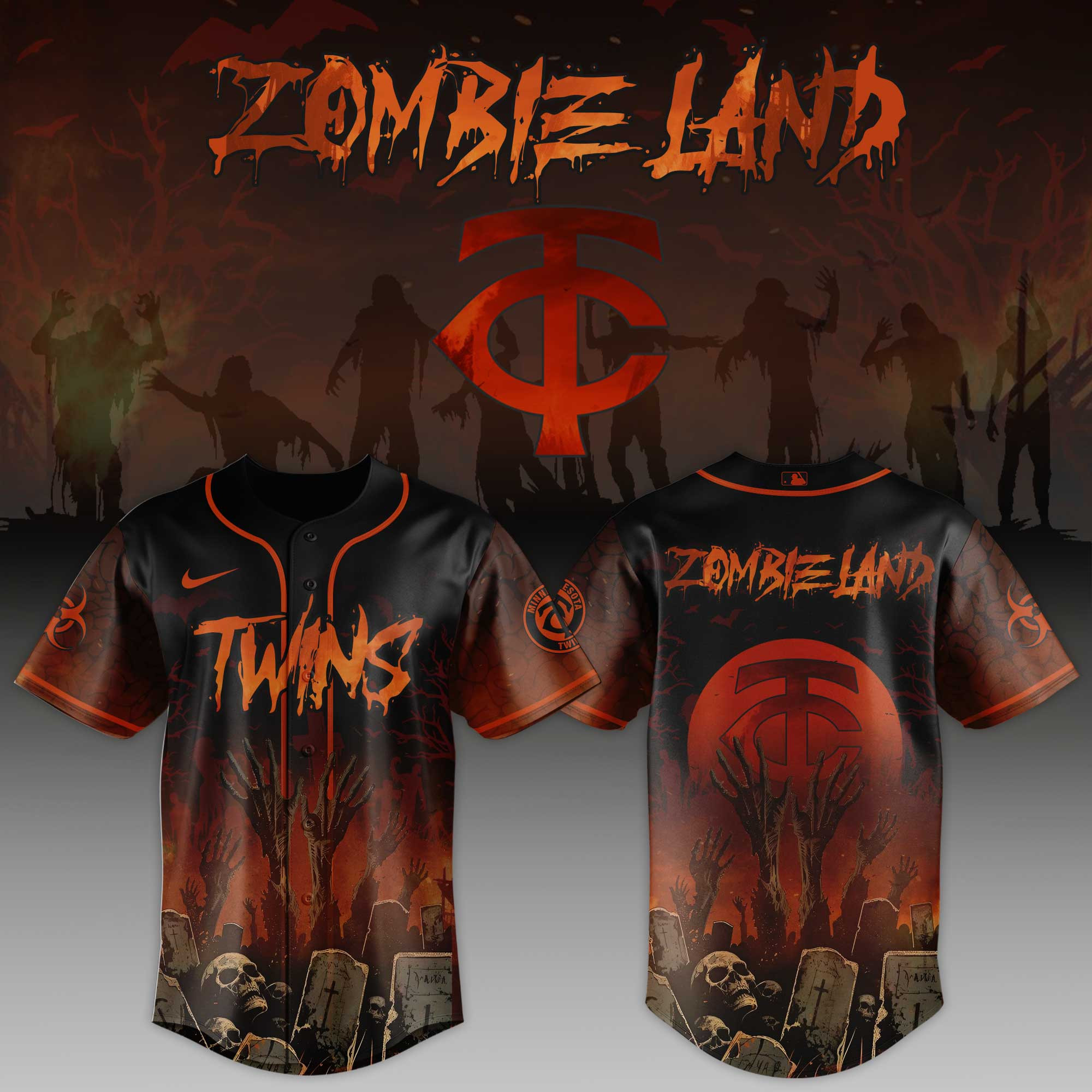 Minnesota Twins Mlb X Zombie Land Baseball Jersey For Fans-1