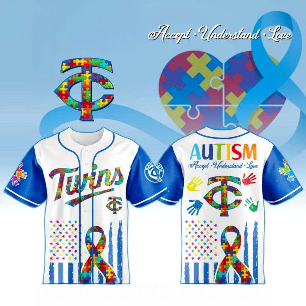 Minnesota Twins X Special Autism Awareness Month 3D Baseball Jersey Minnesota Twins Merch-1