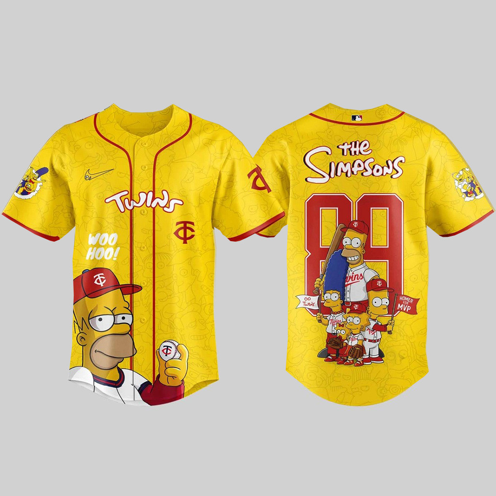 Minnesota Twins X The Simpsons Baseball Jersey Minnesota Twins Merch Boyfriend Gifts-1