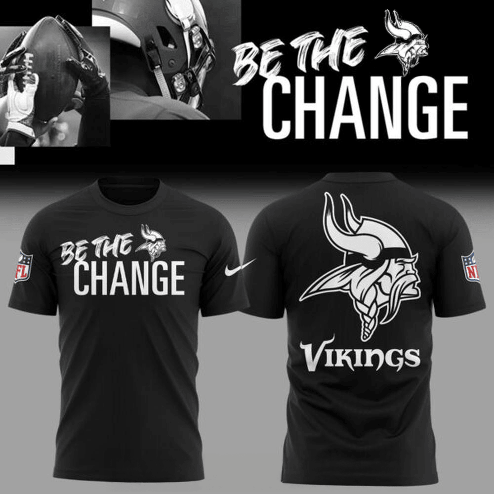 Minnesota Vikings 2025 Be The Change Special Black T-Shirt Minnesota Vikings Merch For Fans-1 Minnesota Vikings 2025 Be The Change Special Black T-Shirt Minnesota Vikings Merch For Fans-1