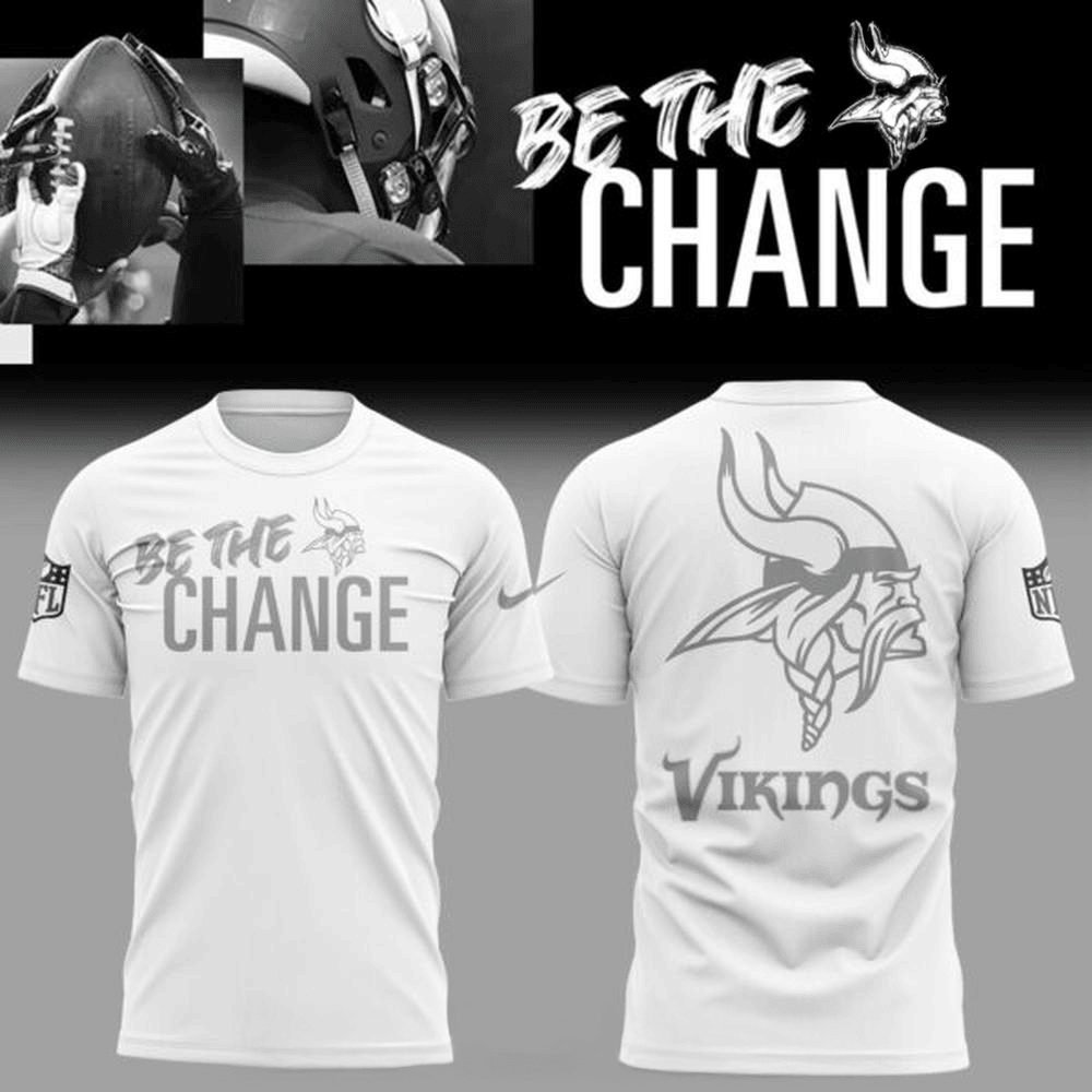 Minnesota Vikings 2025 Be The Change Special White T-Shirt Minnesota Vikings Merch For Fans-1 Minnesota Vikings 2025 Be The Change Special White T-Shirt Minnesota Vikings Merch For Fans-1
